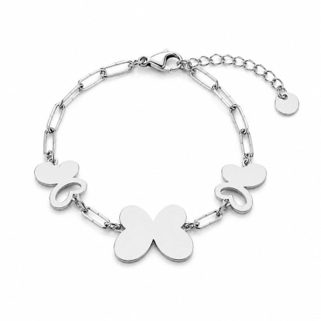 Pulsera con delicado diseño de mariposas y acabado brillante premium.