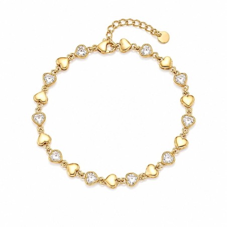 Pulsera de corazones con acabado brillante premium y detalles luminosos que aportan un estilo elegante, femenino y sofisticado.