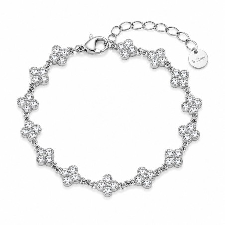 Pulsera elegante de flores brillantes con acabado premium y detalles luminosos efecto cristal.