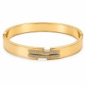 Brazalete rígido de diseño elegante y minimalista con delicados detalles efecto cristal.