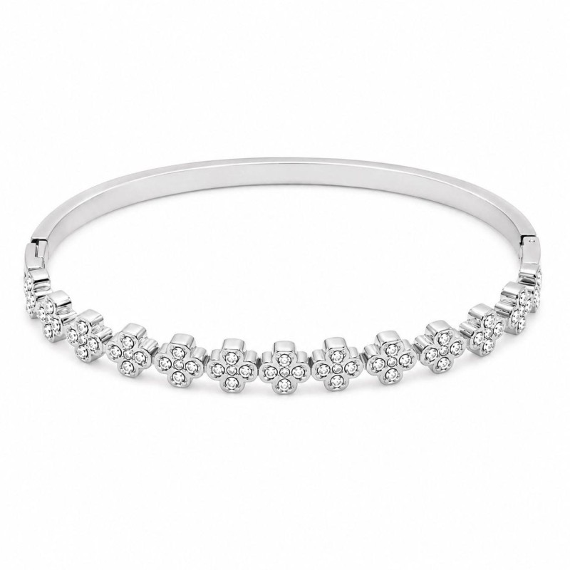 Pulsera  rígida  con delicados detalles florales efecto cristal y acabado premium.