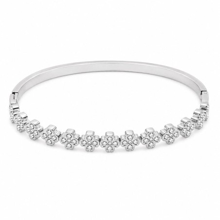 Pulsera  rígida  con delicados detalles florales efecto cristal y acabado premium.