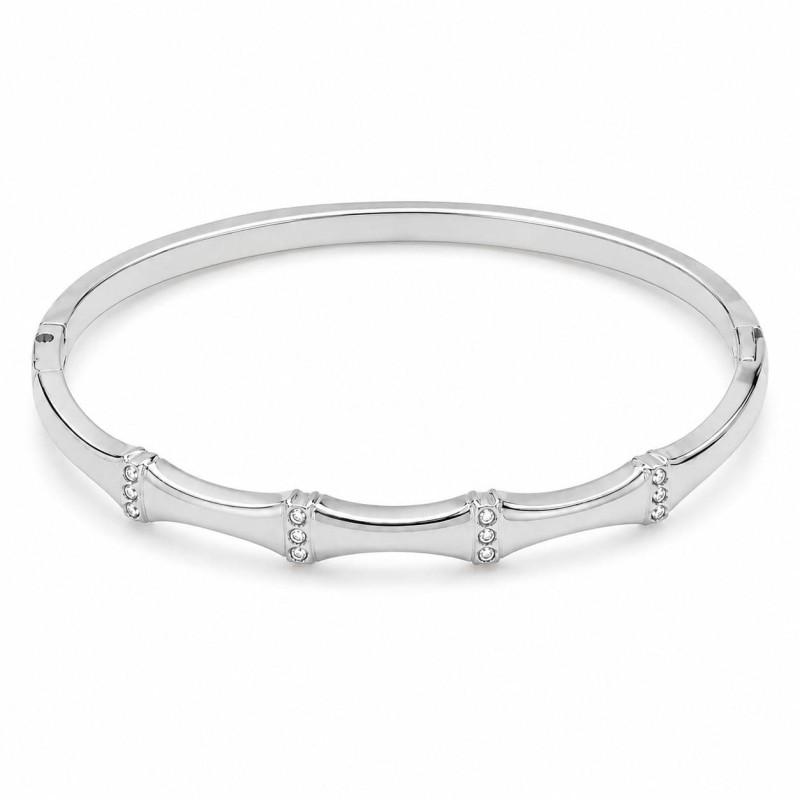 Pulsera  rígida de inspiración bamboo con acabado premium y delicados detalles efecto cristal.