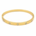 Pulsera rígida de diseño fino y elegante con delicados detalles efecto cristal incrustados.