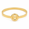 Pulsera  rígida de diseño minimalista con elegante detalle circular central y acabado premium.
