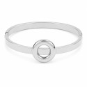 Pulsera  rígida de diseño minimalista con elegante detalle circular central y acabado premium.