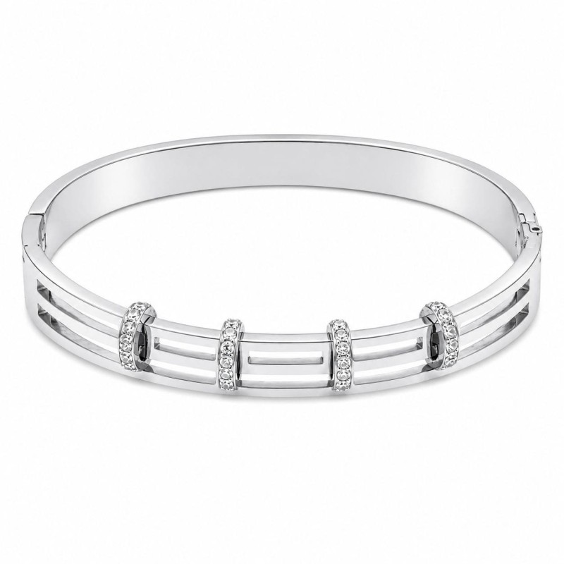 Pulsera rígida de diseño geométrico con delicados detalles de circonitas que aportan un brillo elegante y sofisticado.