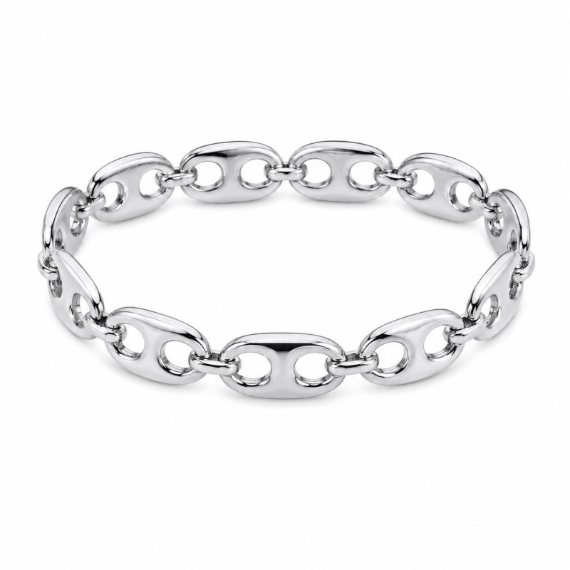 Pulsera de eslabones orgánicos con diseño elegante y contemporáneo que destaca por sus formas suaves y acabado brillante.