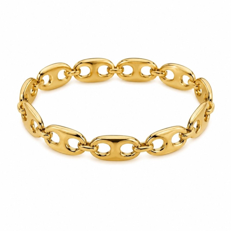 Pulsera de eslabones orgánicos con diseño elegante y contemporáneo que destaca por sus formas suaves y acabado brillante.