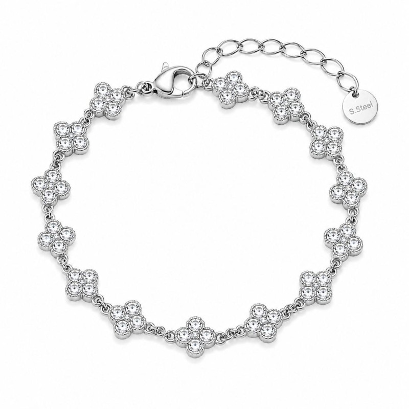 Pulsera elegante de flores brillantes con acabado premium y detalles luminosos efecto cristal.