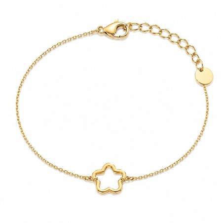 Pulsera delicada con detalle floral minimalista y acabado brillante premium.