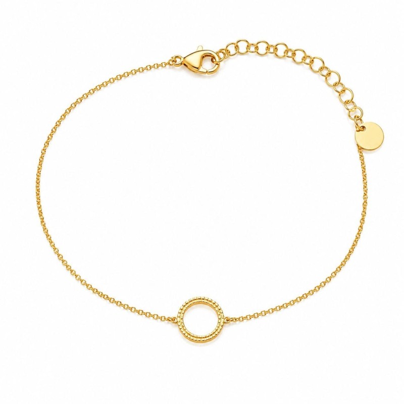 Pulsera delicada con círculo texturizado y diseño minimalista premium.