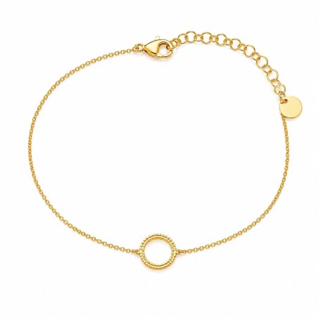 Pulsera delicada con círculo texturizado y diseño minimalista premium.