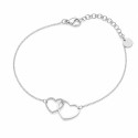 Pulsera delicada de corazones entrelazados con diseño minimalista y acabado brillante premium.