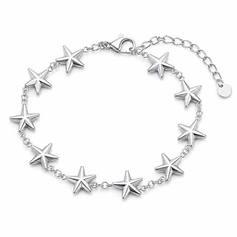 Pulsera de estrellas con diseño moderno y acabado brillante premium.