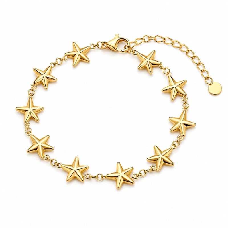 Pulsera de estrellas con diseño moderno y acabado brillante premium.