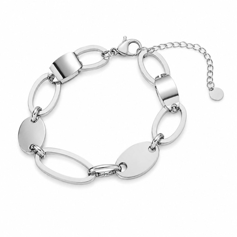 Pulsera de eslabones ovalados con acabado brillante premium y diseño moderno minimalista.