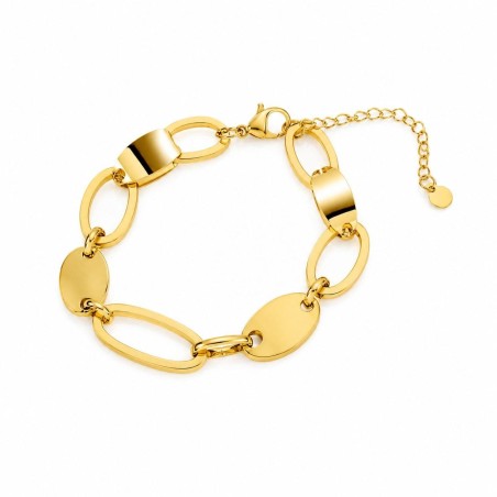 Pulsera de eslabones ovalados con acabado brillante premium y diseño moderno minimalista.
