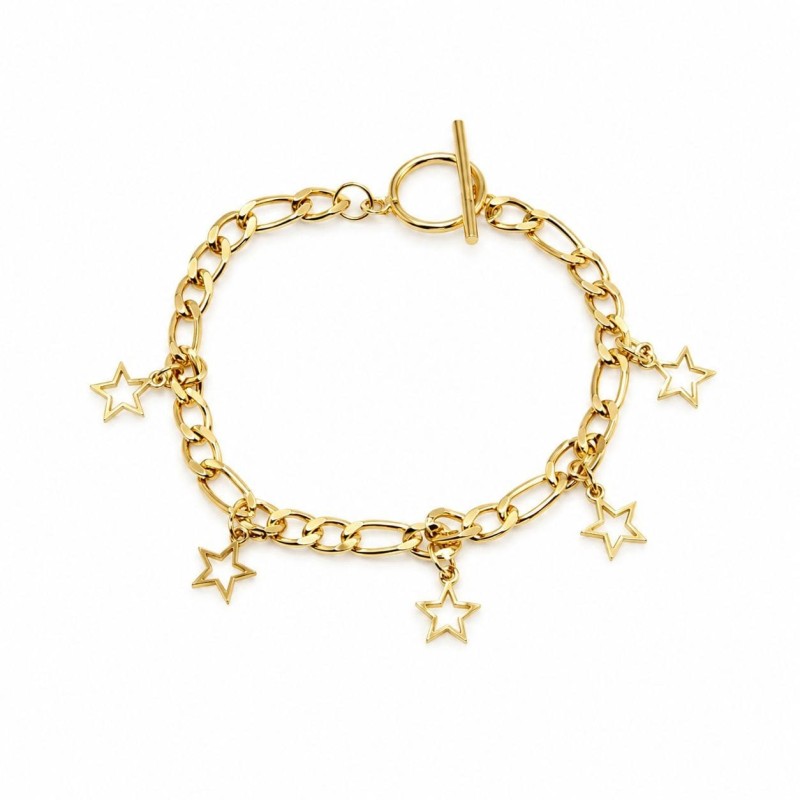 Pulsera de eslabones con delicados charms de estrellas que aportan un toque femenino, moderno y elegante.