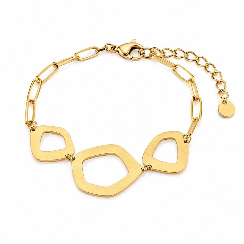 Pulsera con diseño geométrico moderno y acabado brillante premium.