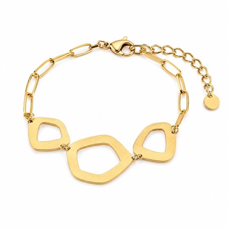 Pulsera con diseño geométrico moderno y acabado brillante premium.
