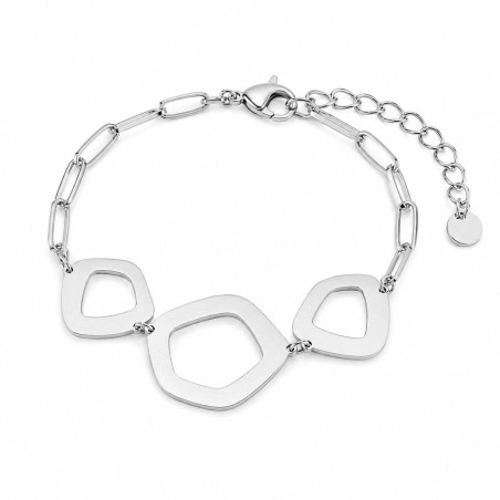 Pulsera con diseño geométrico moderno y acabado brillante premium.