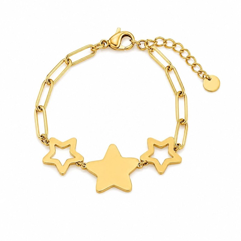 Pulsera con delicado diseño de estrellas y acabado brillante premium.