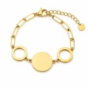 Pulsera con diseño geométrico de círculos y acabado brillante premium.