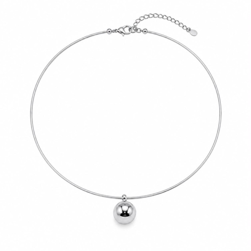 Collar rígido de diseño minimalista con esfera central pulida que aporta equilibrio, sofisticación y modernidad.