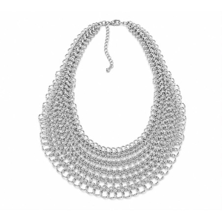 Collar de diseño majestuoso compuesto por múltiples cadenas entrelazadas que crean un espectacular efecto de malla dorada.