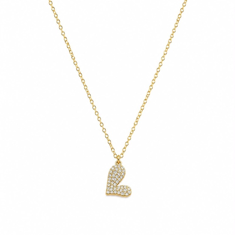 Collar delicado y sofisticado con colgante en forma de corazón asimétrico adornado con brillantes circonitas.