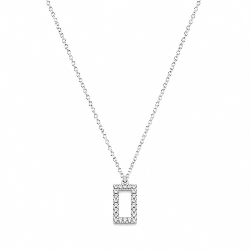 Collar delicado y sofisticado con colgante geométrico rectangular decorado con brillantes circonitas.