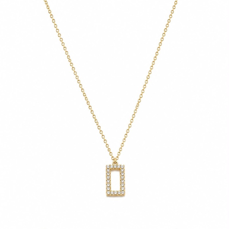 Collar delicado y sofisticado con colgante geométrico rectangular decorado con brillantes circonitas.