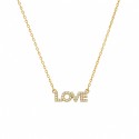 Collar delicado y elegante con colgante decorado con la palabra LOVE y brillantes circonitas.