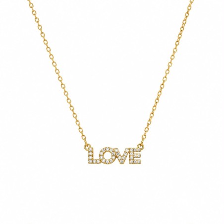 Collar delicado y elegante con colgante decorado con la palabra LOVE y brillantes circonitas.