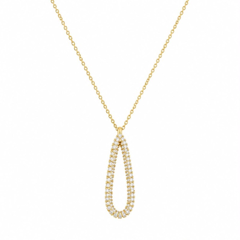 Collar de diseño elegante y minimalista con colgante en forma de lágrima adornado con delicadas circonitas brillantes.