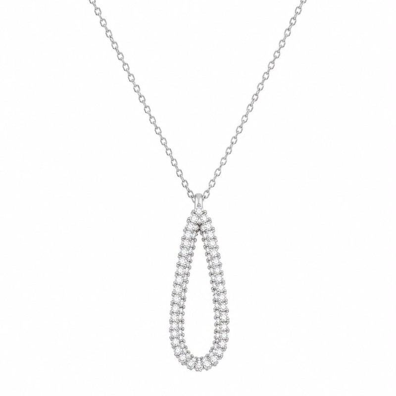 Collar de diseño elegante y minimalista con colgante en forma de lágrima adornado con delicadas circonitas brillantes.