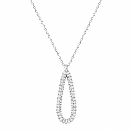 Collar de diseño elegante y minimalista con colgante en forma de lágrima adornado con delicadas circonitas brillantes.