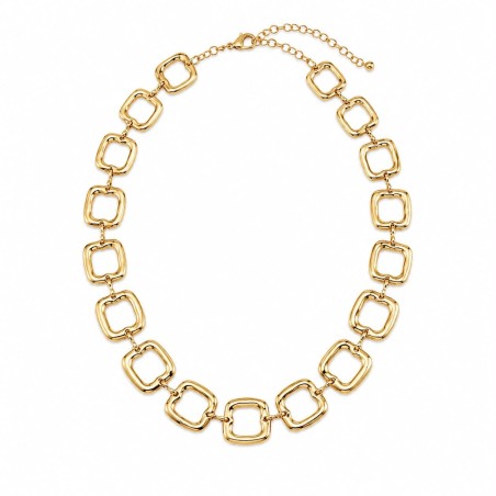 Collar de diseño geométrico compuesto por elegantes eslabones cuadrados de líneas suaves y acabado brillante.