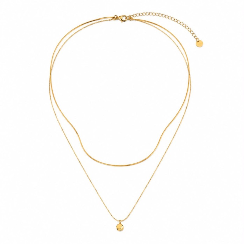 Collar de doble cadena con diseño minimalista y elegante que combina una delicada cadena tipo snake.