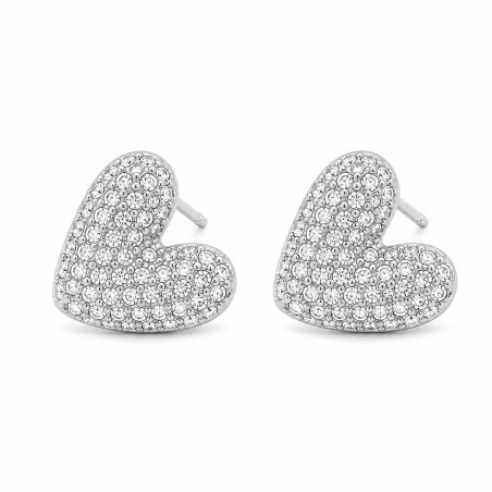 Pendientes de corazón con pavé de circonitas que combinan brillo, elegancia y sofisticación en una pieza atemporal.
