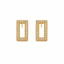 Pendientes de diseño geométrico con delicado marco rectangular de circonitas que aporta un brillo sofisticado y contemporáneo.