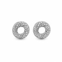 Pendientes de diseño circular con pavé de circonitas y acabado brillante que aportan una elegancia sofisticada y atemporal.