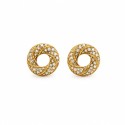 Pendientes de diseño circular con pavé de circonitas y acabado brillante que aportan una elegancia sofisticada y atemporal.