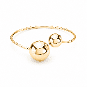 Brazalete minimalista de diseño moderno con doble esfera metálica pulida color dorado