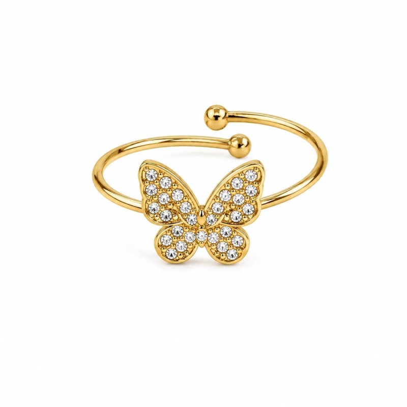 Anillo de inspiración romántica y femenina que captura la belleza y ligereza de una mariposa en pleno vuelo.