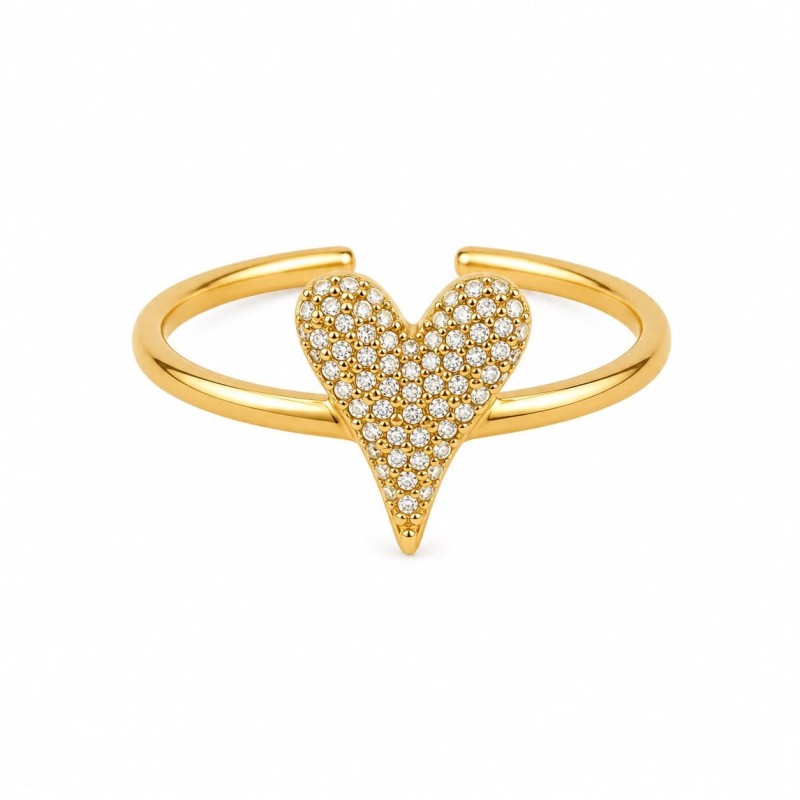 Anillo de diseño romántico y sofisticado que destaca por su elegante corazón alargado.