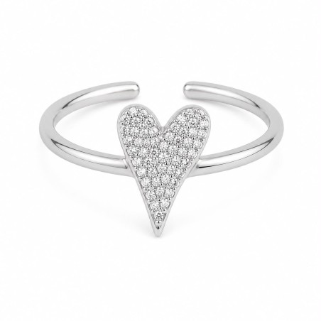 Anillo de diseño romántico y sofisticado que destaca por su elegante corazón alargado.