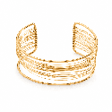 Brazalete de diseño moderno y sofisticado compuesto por múltiples líneas finas entrelazadas color dorado