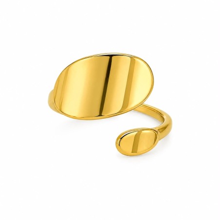 Anillo de diseño minimalista y contemporáneo que destaca por el elegante contraste entre sus dos formas ovaladas.